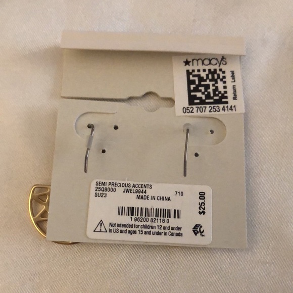 Lucky Brand Gold Tone Sun Ray Drop Earrings Turquoise Accent NWT - Picture 11 of 11